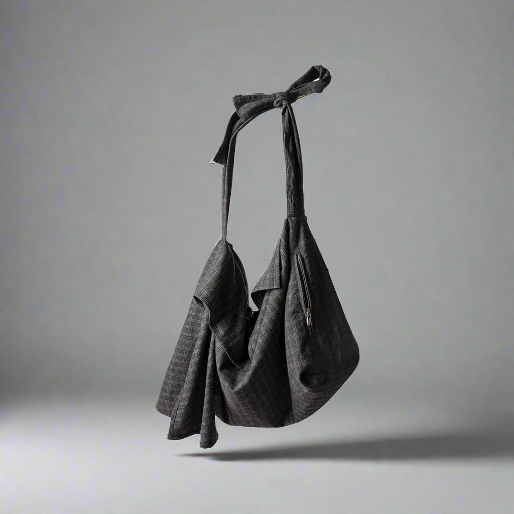 Stylish Plaid Wool Hobo Bag