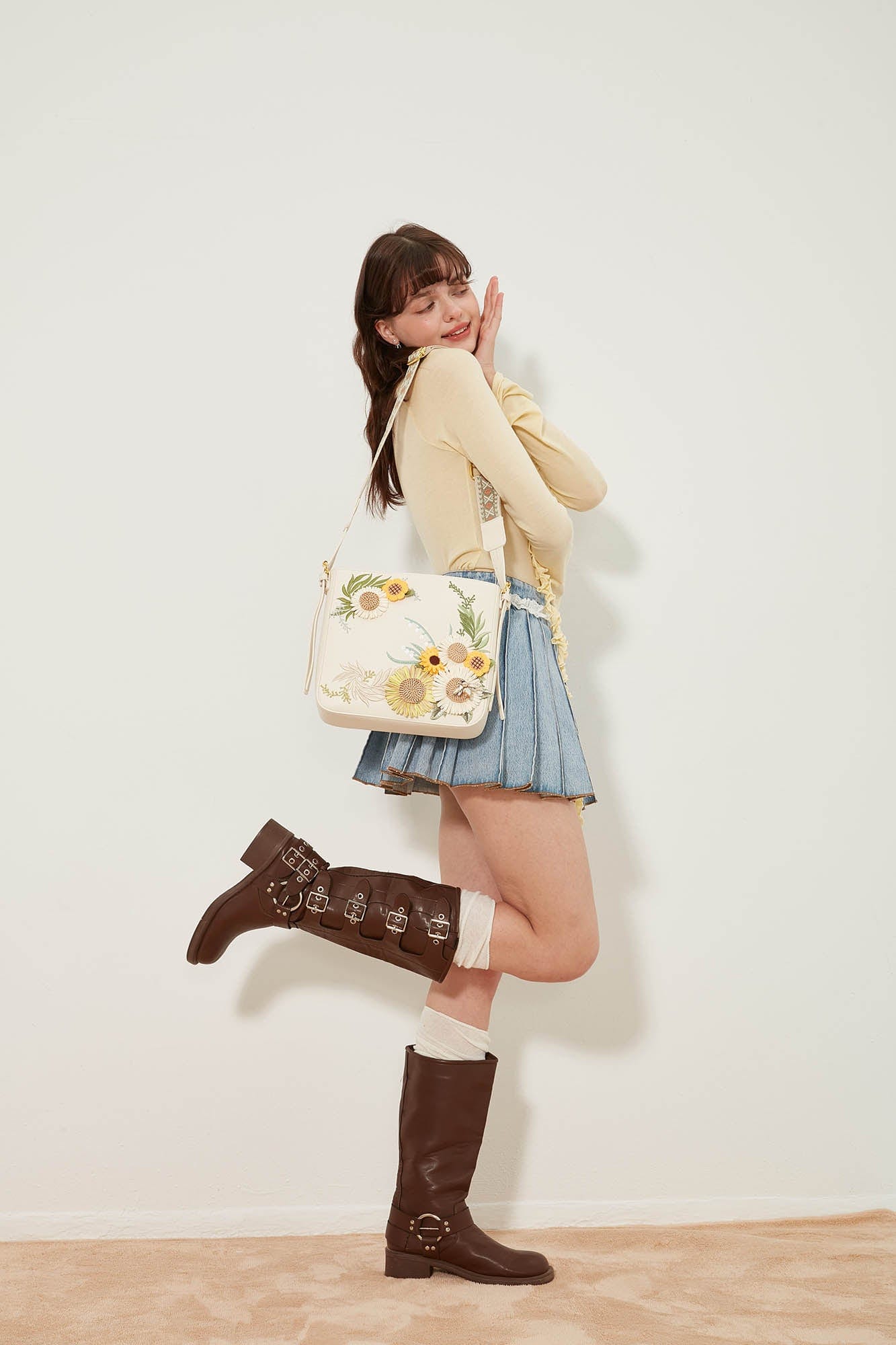 Chic Sunflower Embroidered Bag
