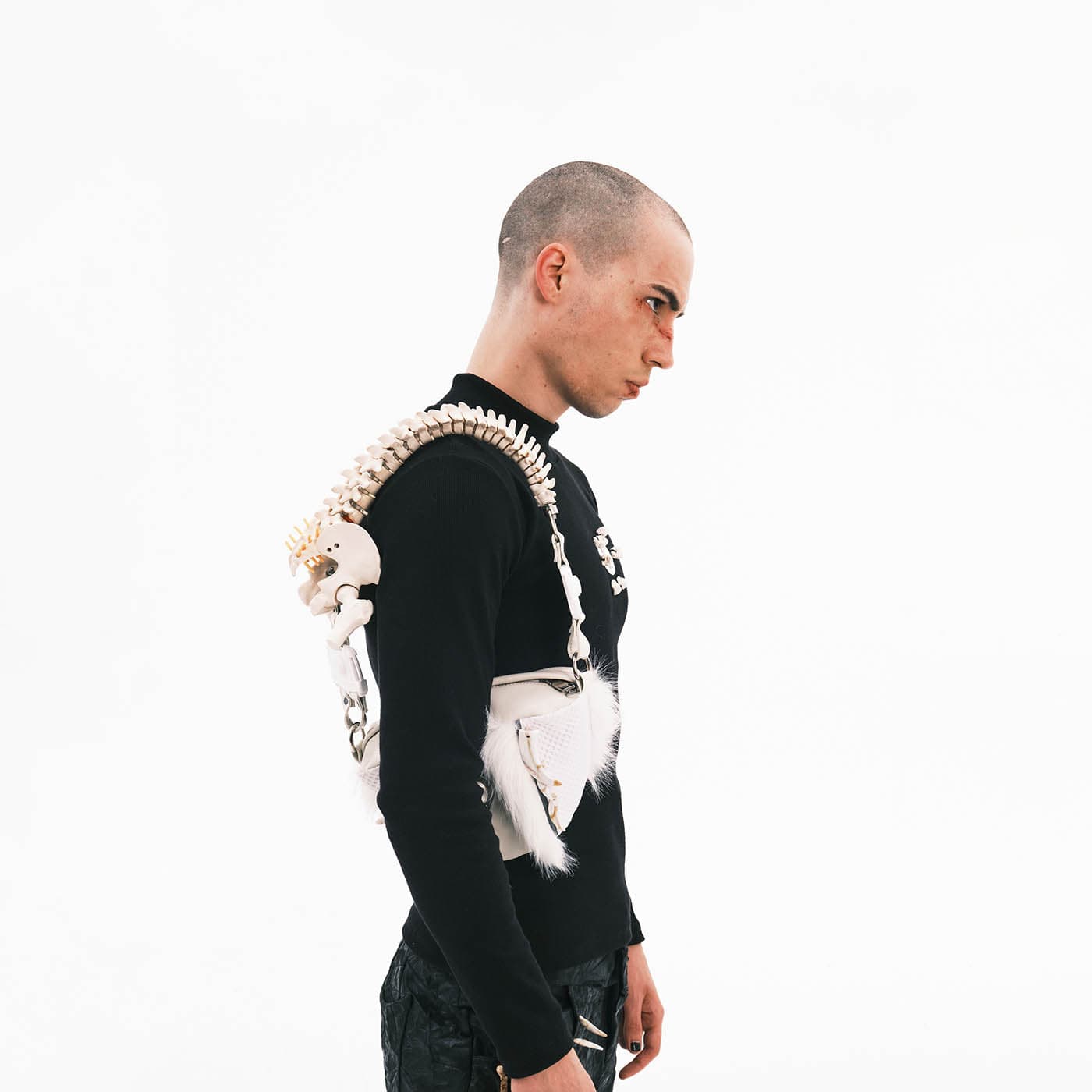 Stylish Skeleton-Inspired Fur Bag