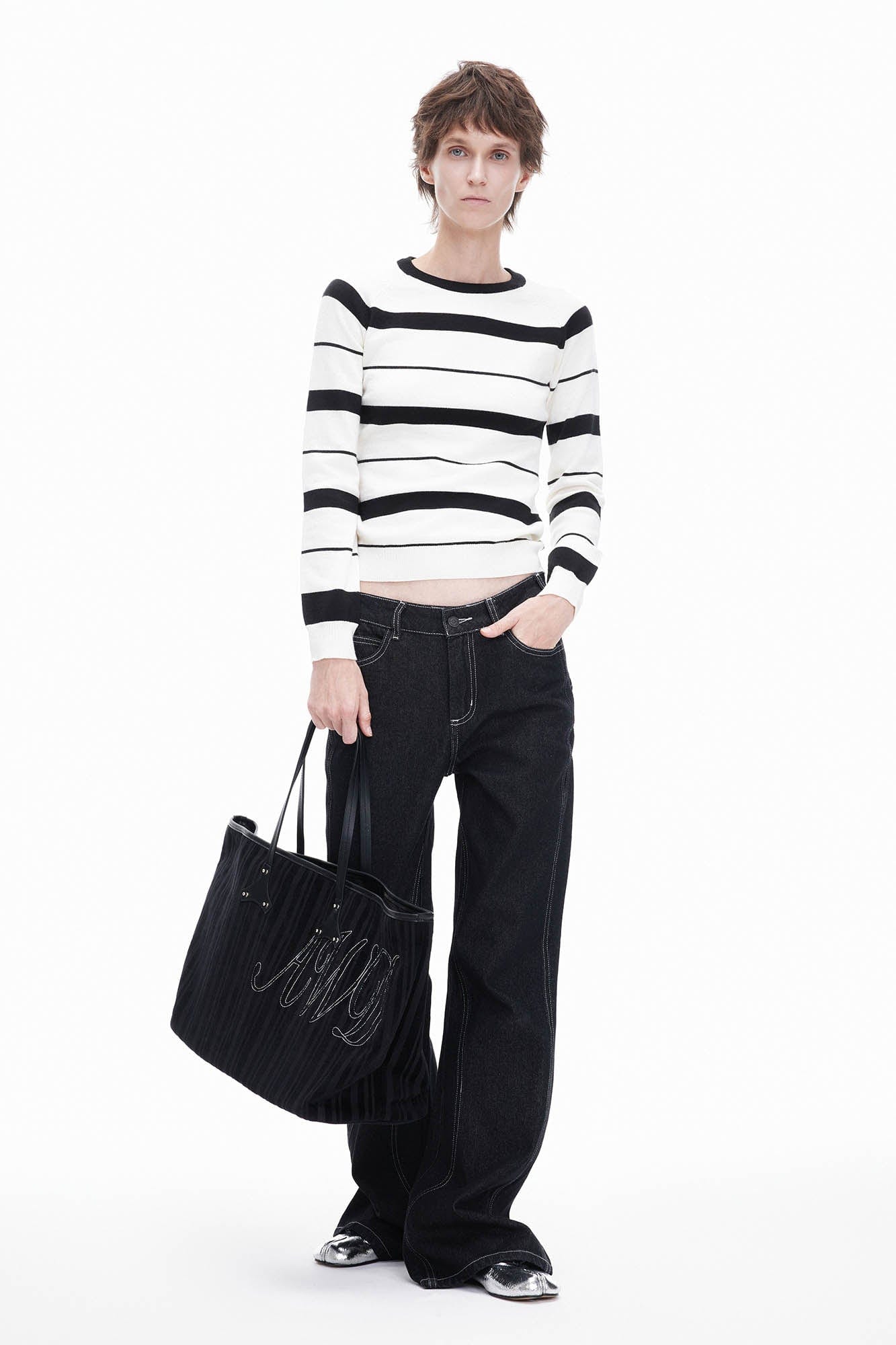 Stylish Corduroy & Leather Bag