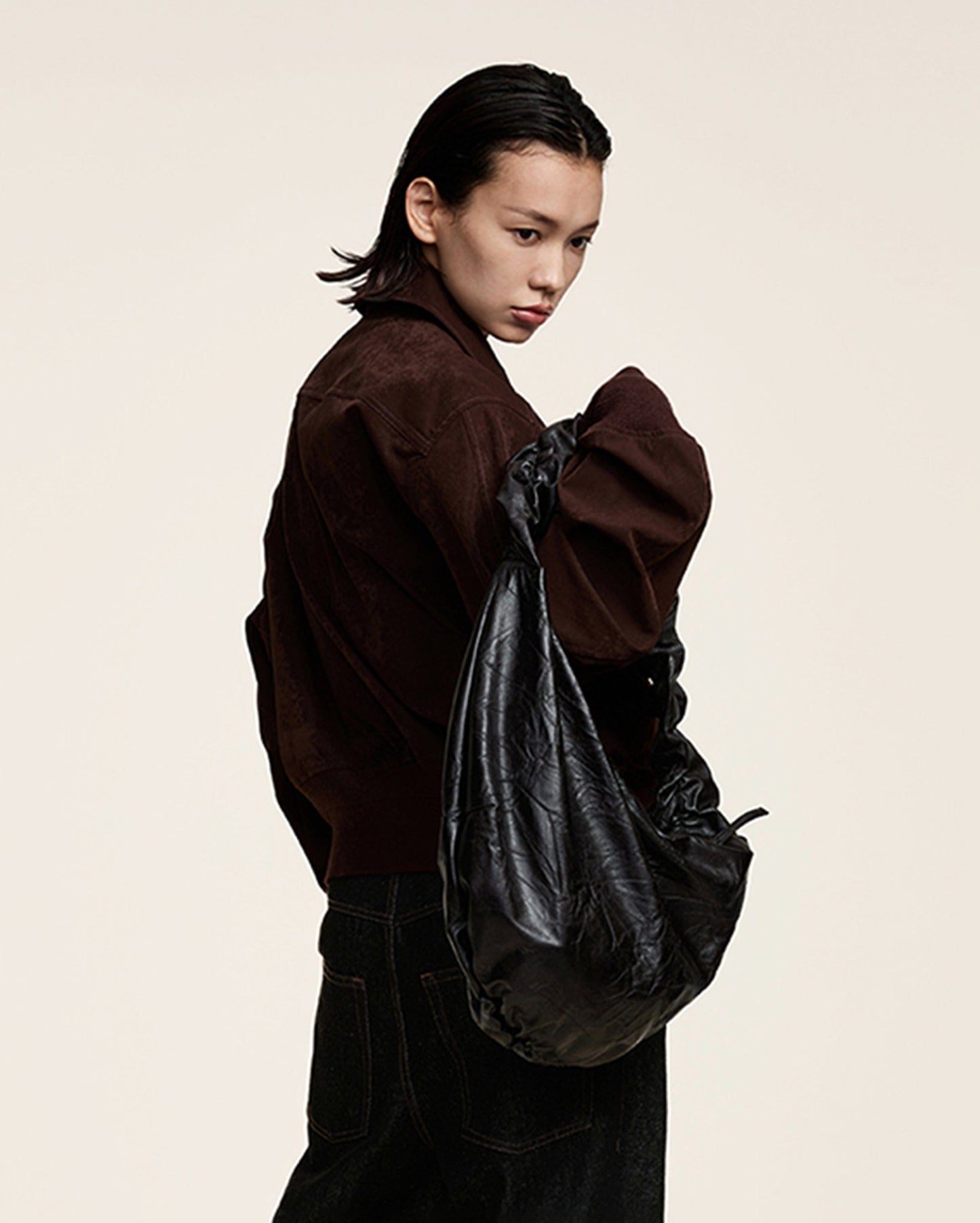 Stylish Crescent Wrinkle Tote