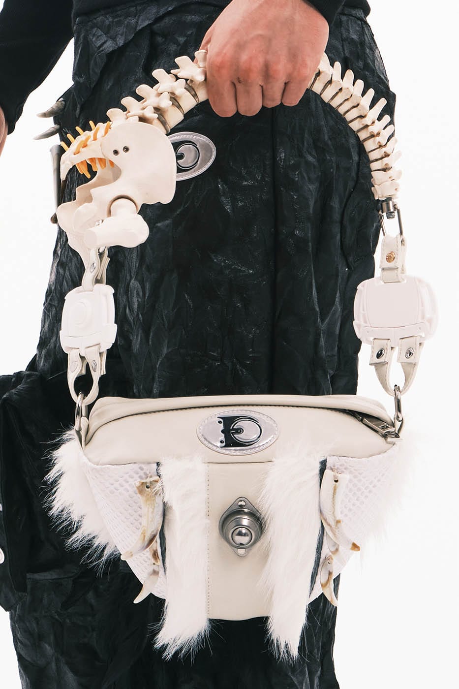 Stylish Skeleton-Inspired Fur Bag
