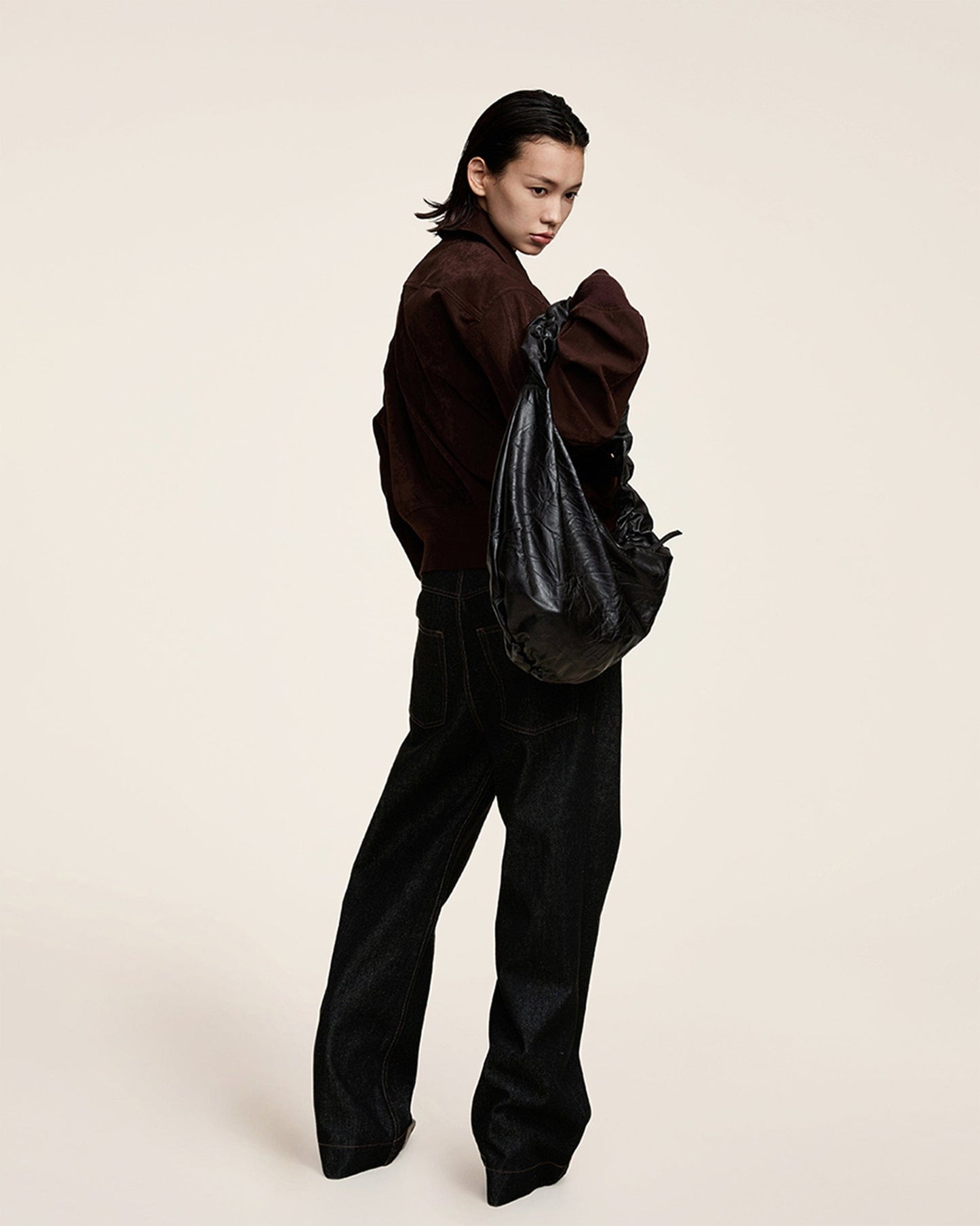 Stylish Crescent Wrinkle Tote