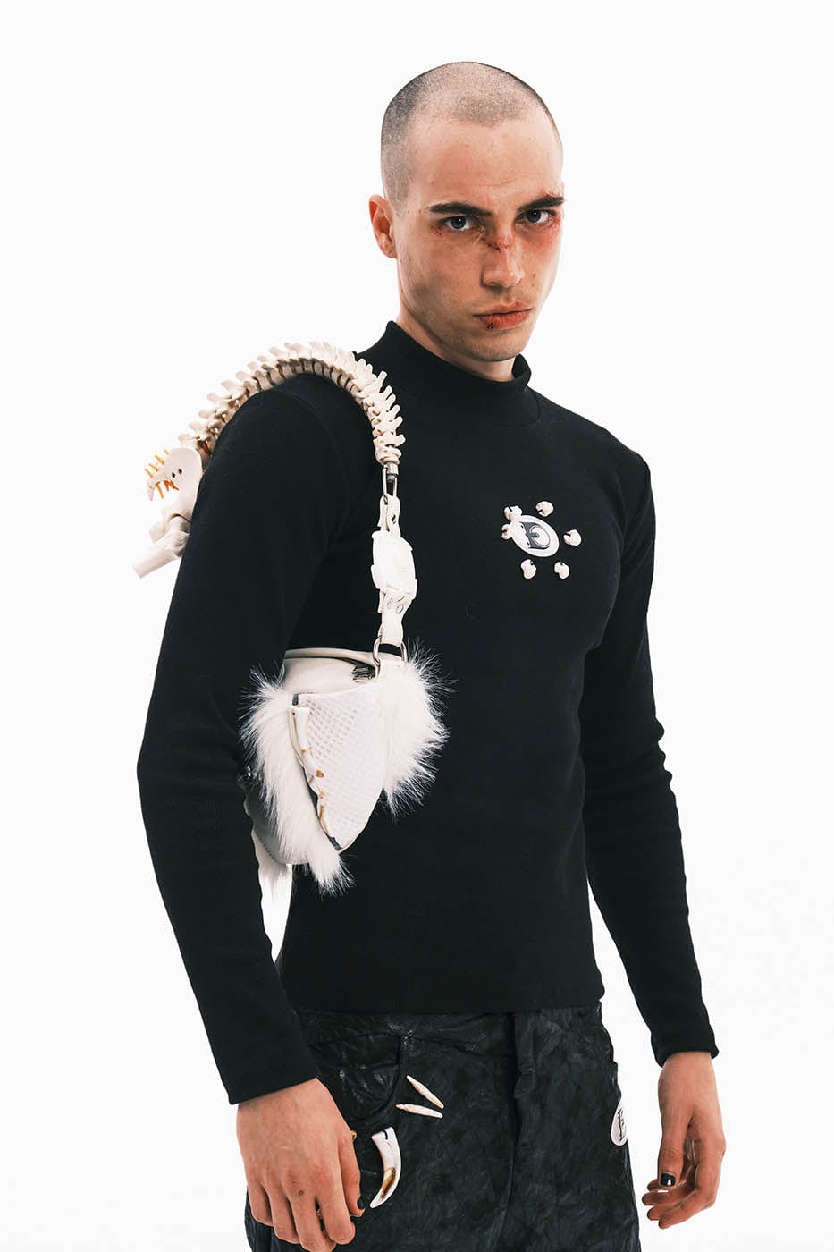 Stylish Skeleton-Inspired Fur Bag