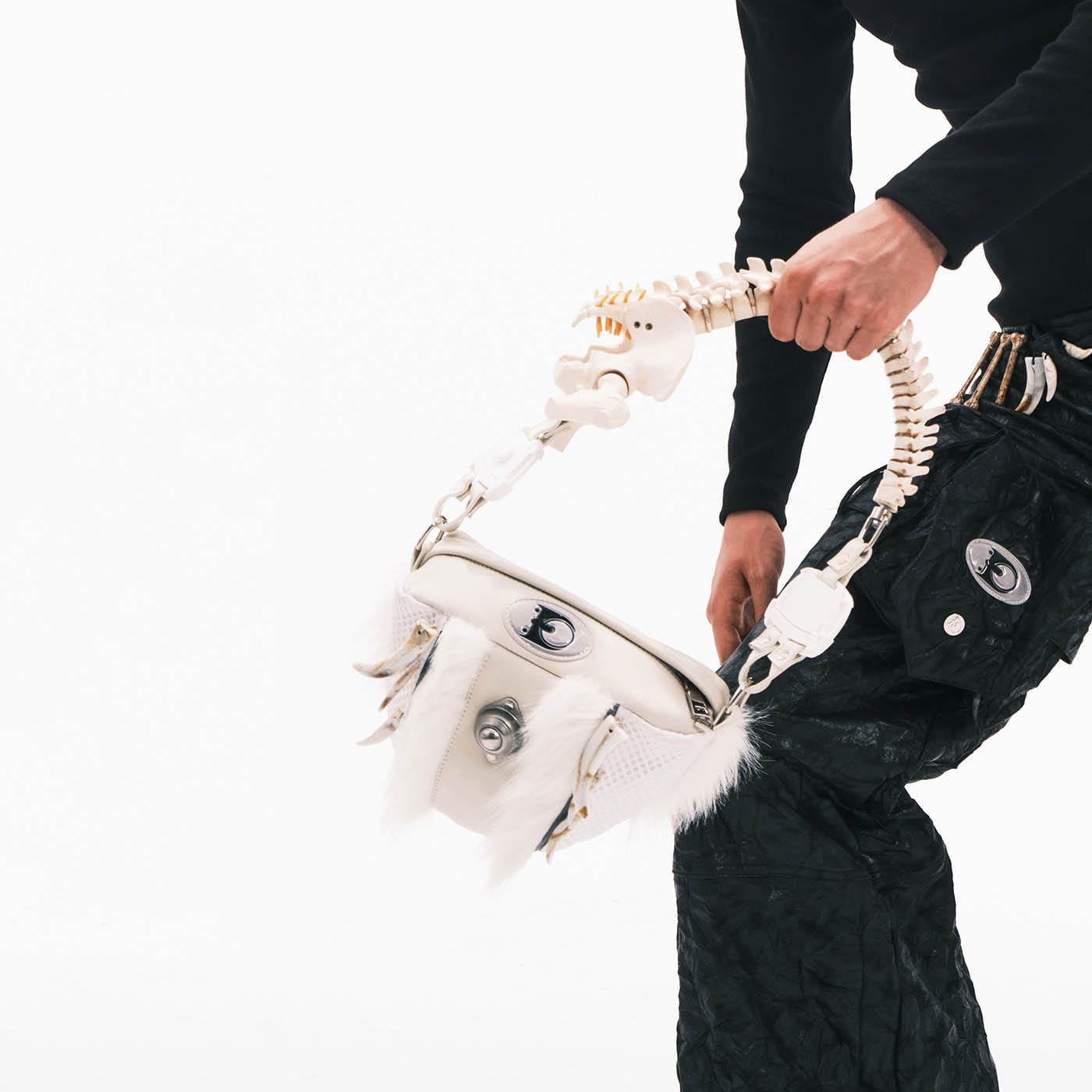 Stylish Skeleton-Inspired Fur Bag
