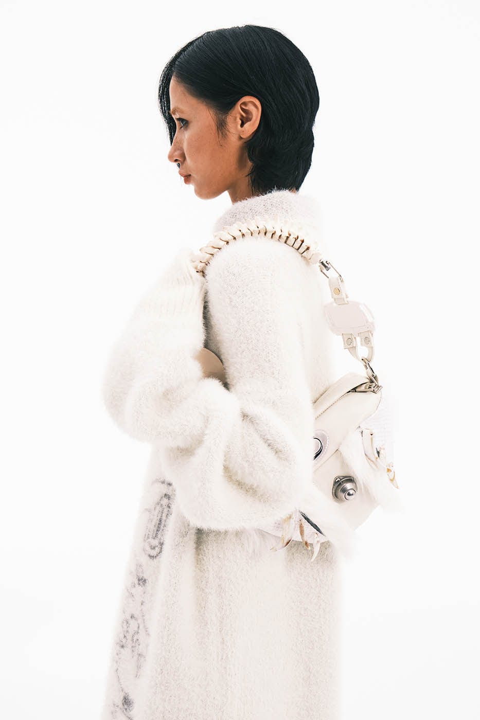 Stylish Skeleton-Inspired Fur Bag