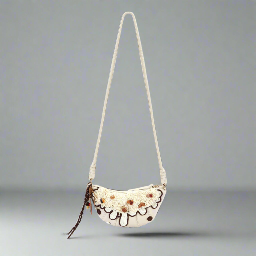Trendy Cream Croissant Bag