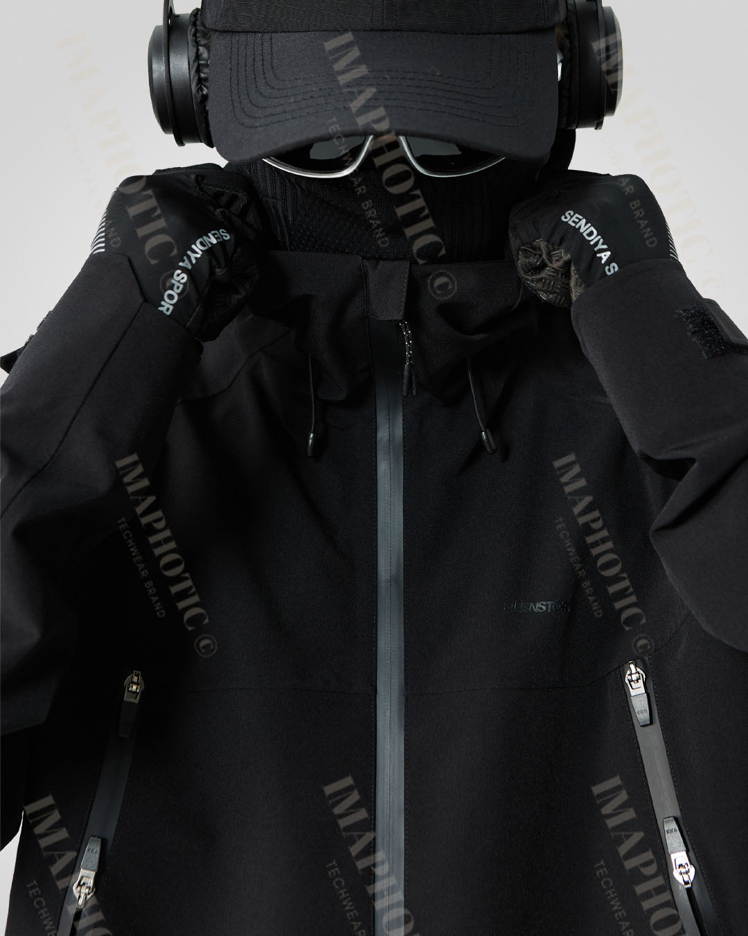 Sleek Black Windbreaker Jacket