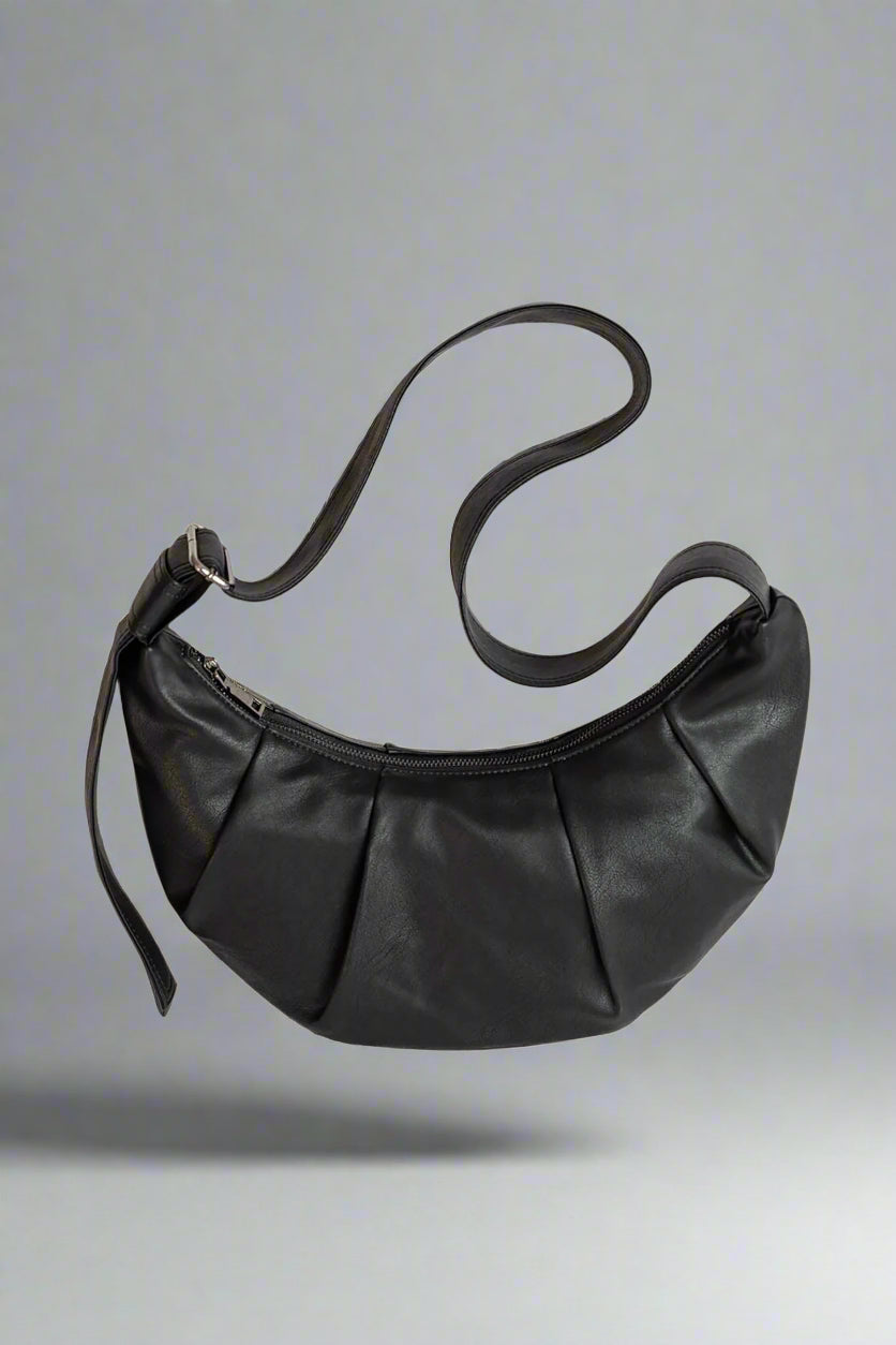 Stylish Pleated Waxed Leather Tote
