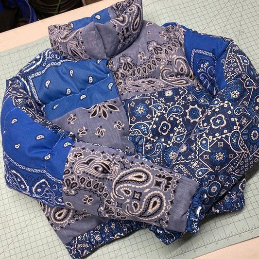 Blue Bandana Puffer Jacket