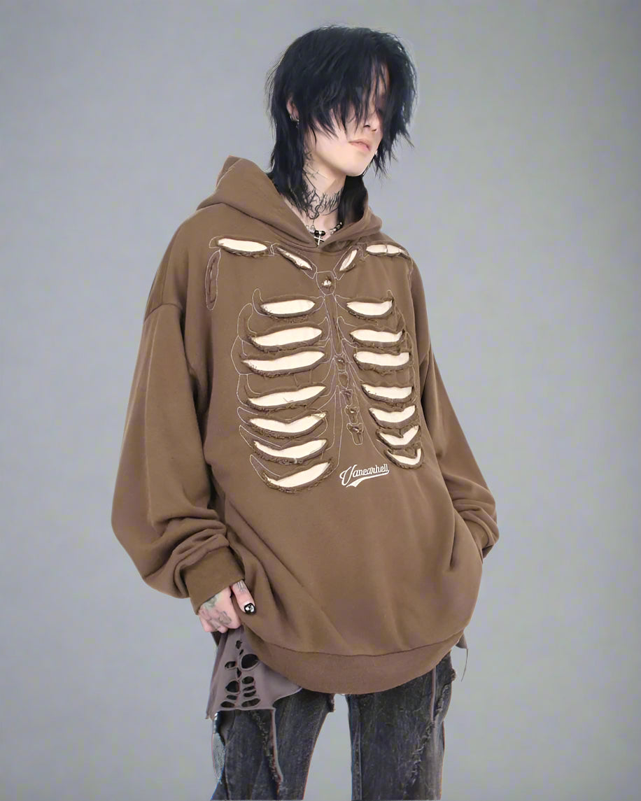Cool Skeleton Cutout Hoodie