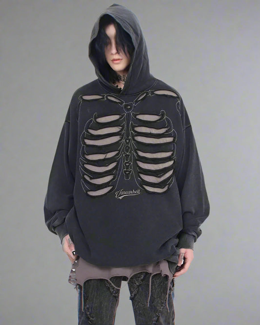 Cool Skeleton Cutout Hoodie