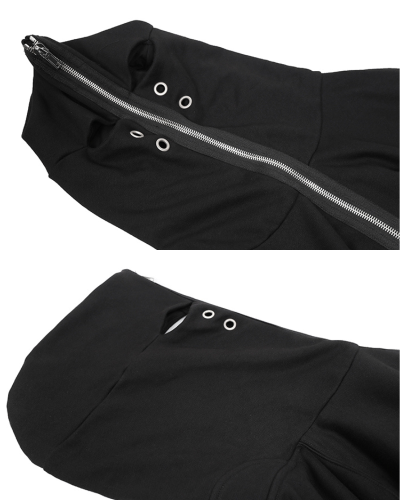 Edgy Cut-Out Zip Hoodie