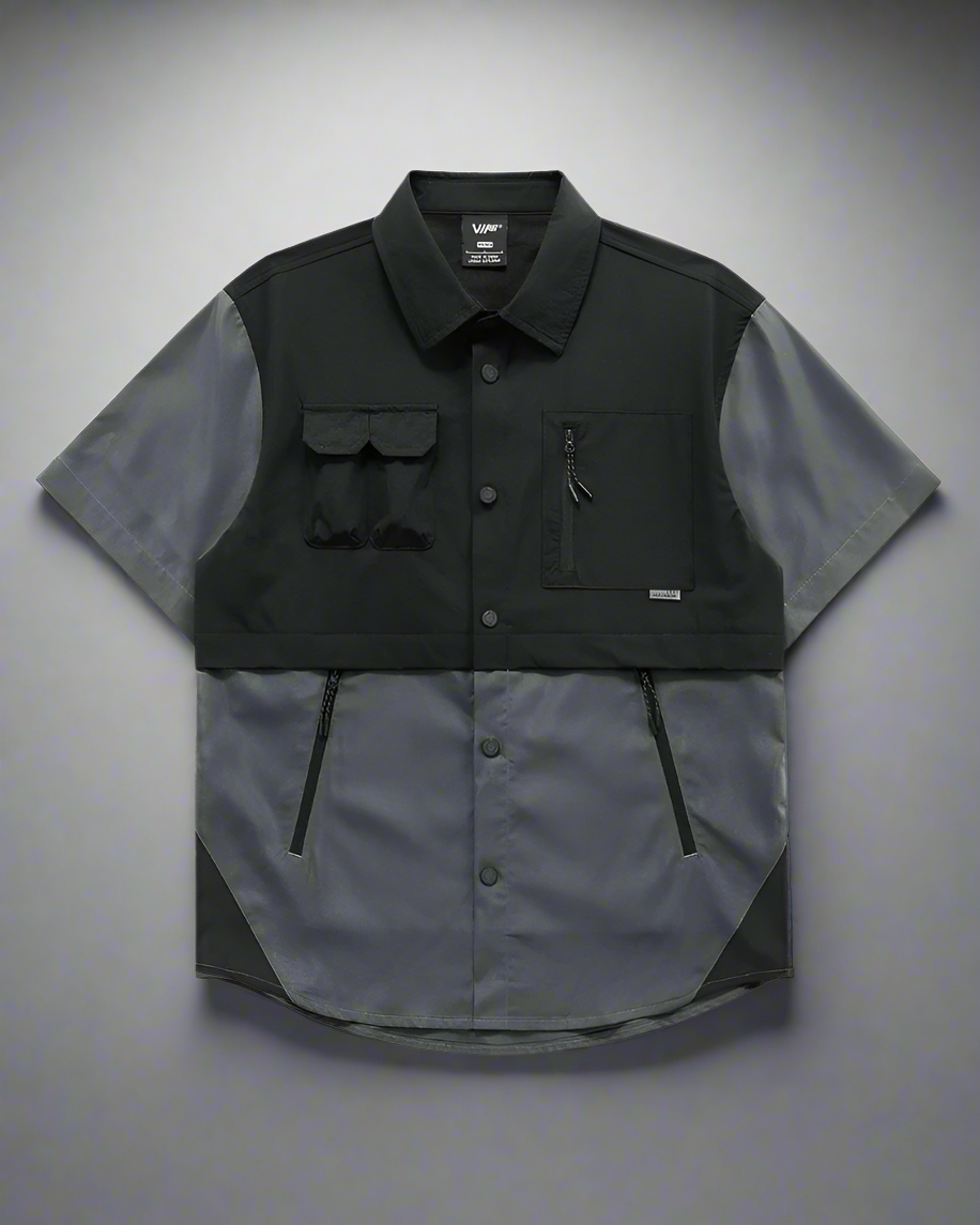 Vibrant Color-Block Utility Shirt