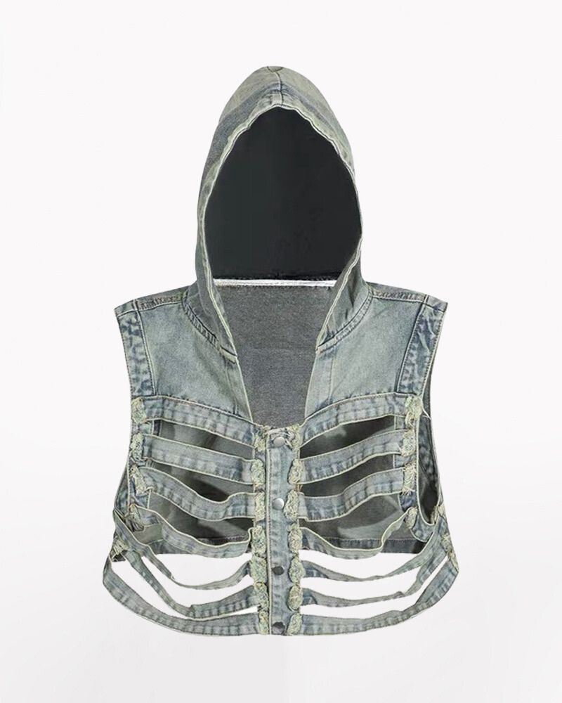 Stylish Cutout Denim Jacket
