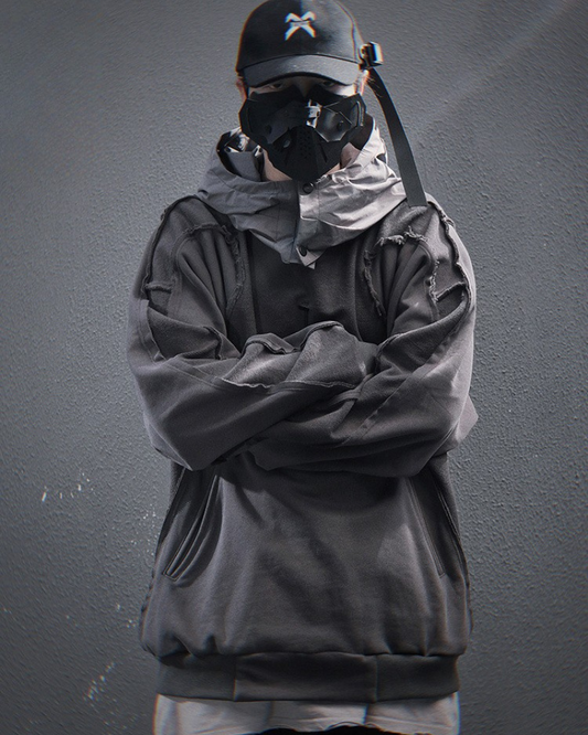 Chic Washed Patchwork Hoodie