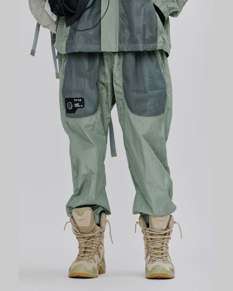 Chic Shimmer Mesh Cargo Trousers