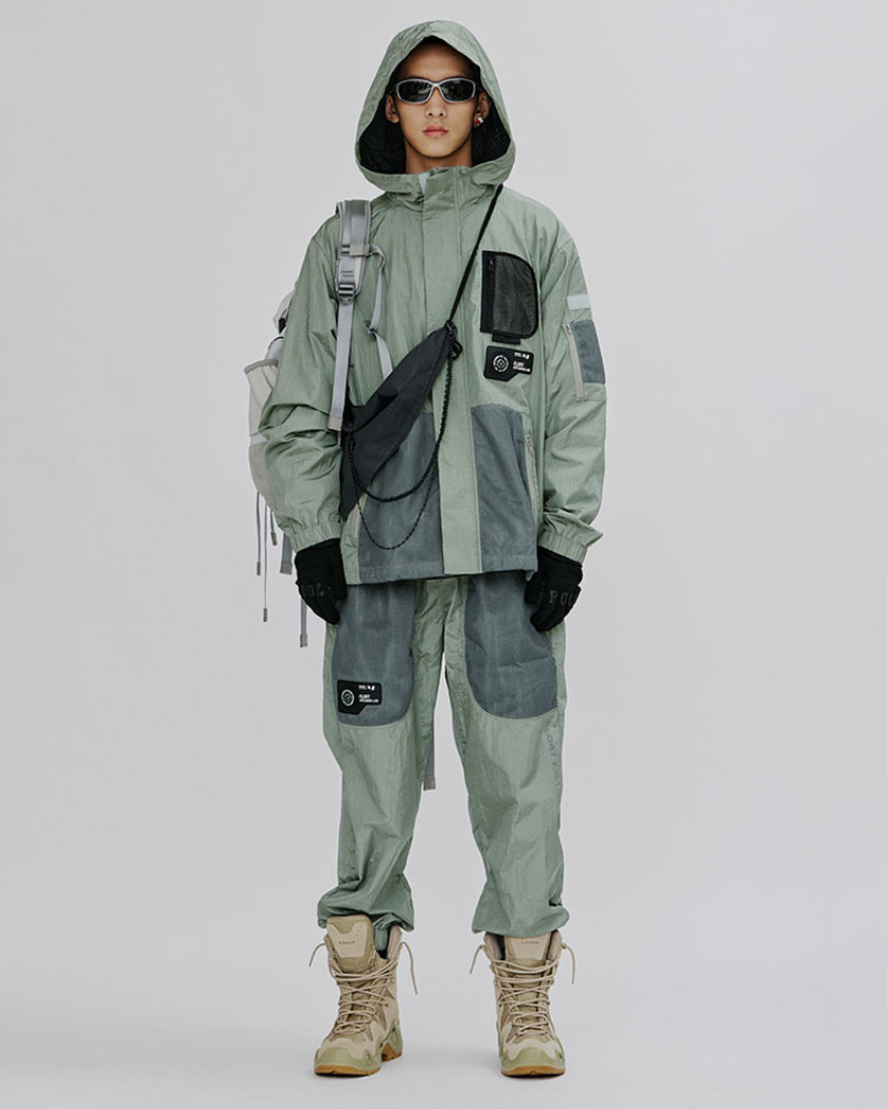 Chic Shimmer Mesh Cargo Trousers