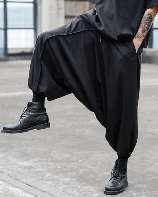 Chic Black Techwear Hakama Pants