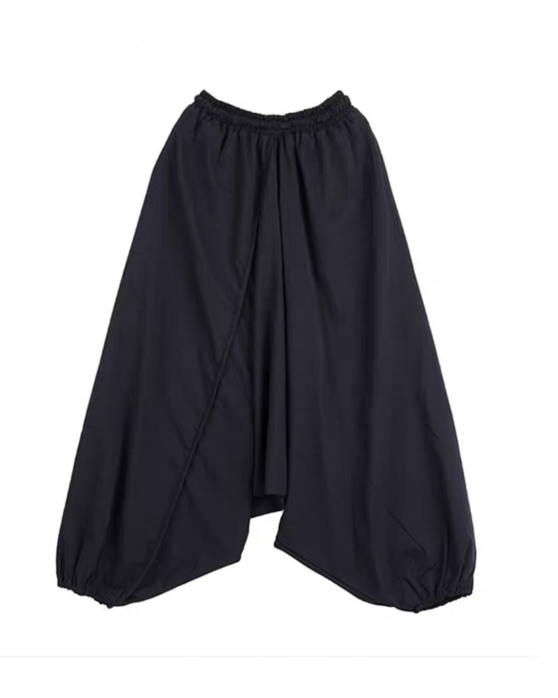 Chic Black Techwear Hakama Pants