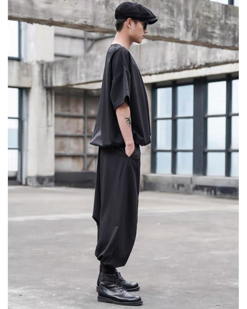 Chic Black Techwear Hakama Pants