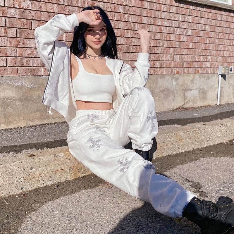 Jogging with Rhinestone Crosses