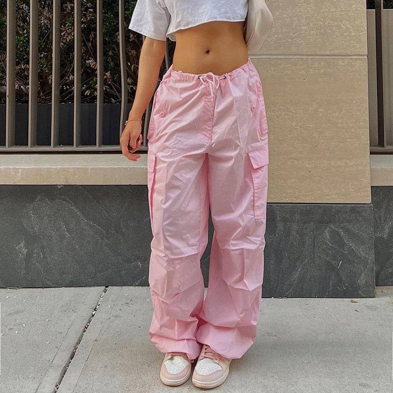Pink track pants