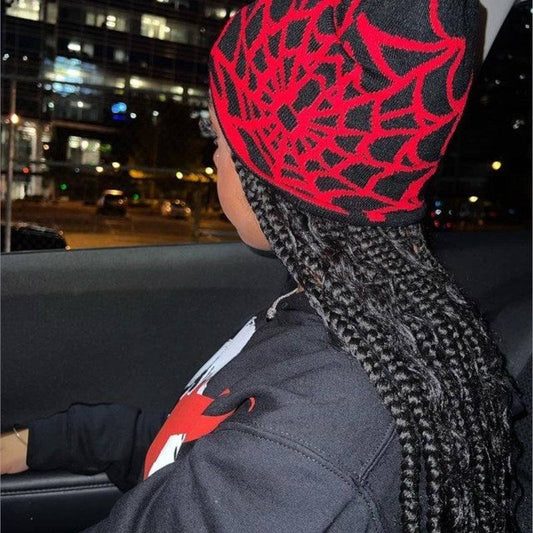 Spider Web Beanie Red