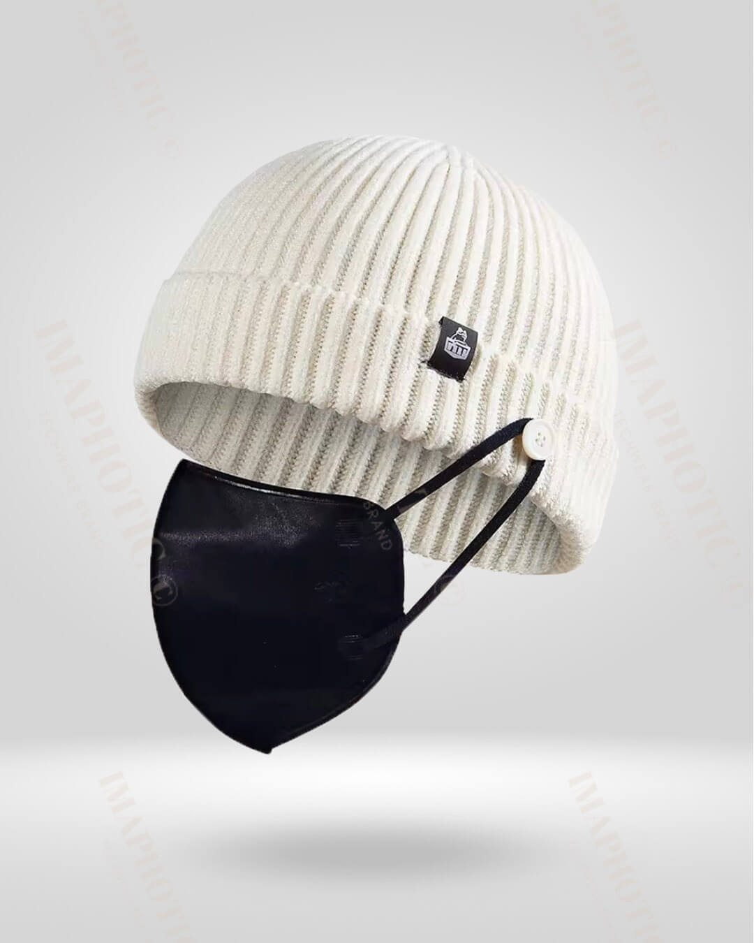 Buttoned Rib Knit Beanie