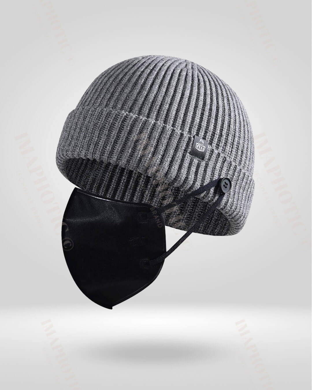 Buttoned Rib Knit Beanie