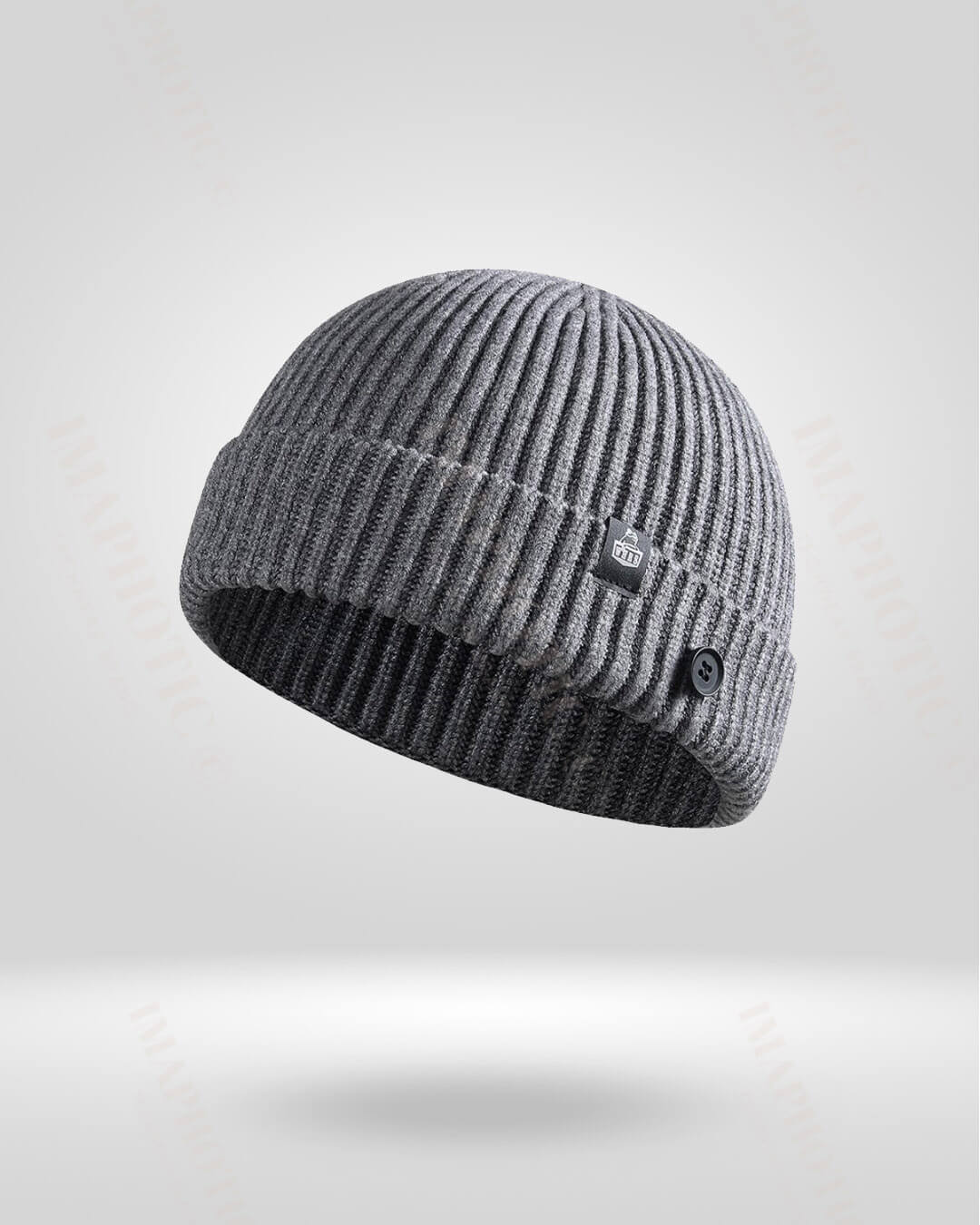 Buttoned Rib Knit Beanie