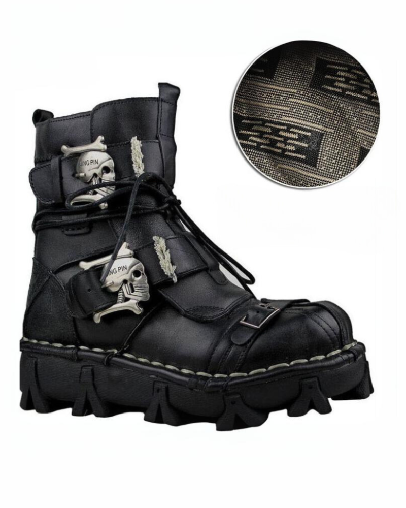 Bold Skull Biker Boots