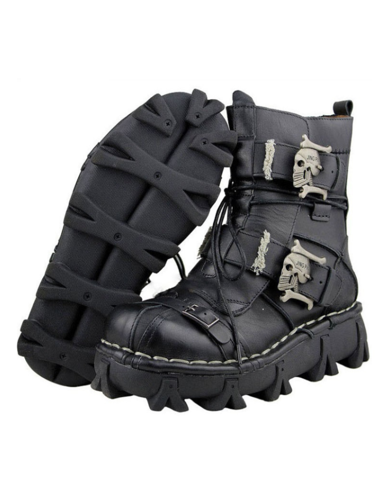 Bold Skull Biker Boots