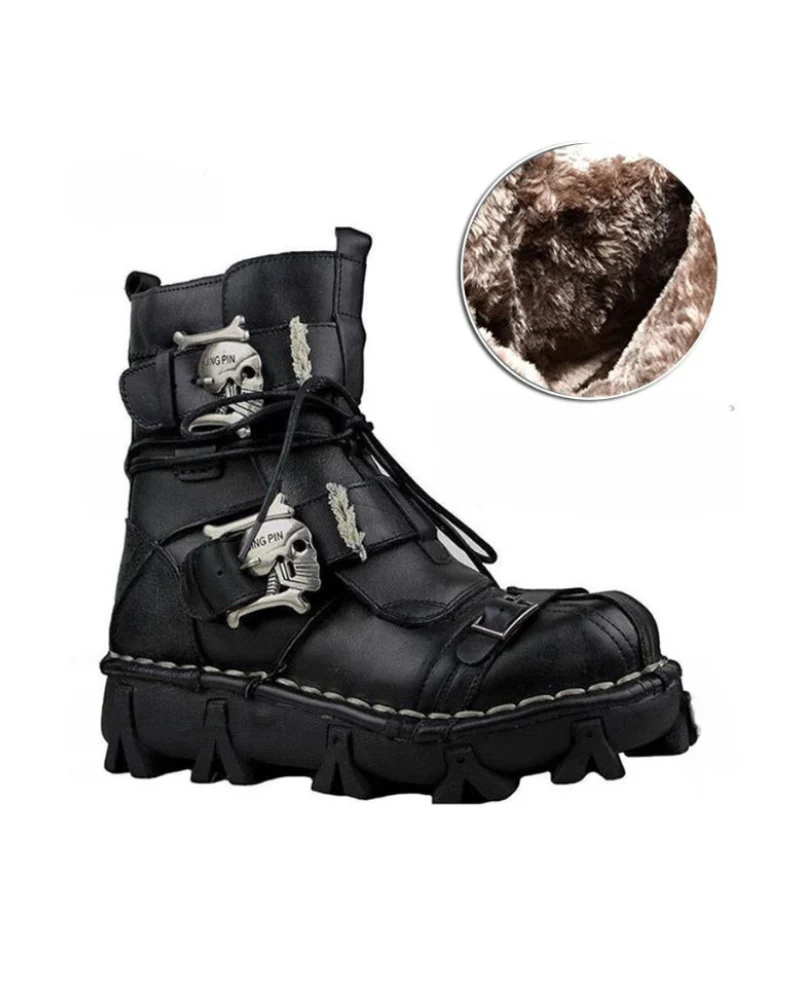 Bold Skull Biker Boots