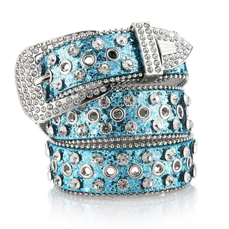 Sparkling Blue Rhinestone Belt
