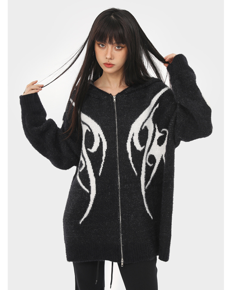 Sleek Black Hoodie Cardigan