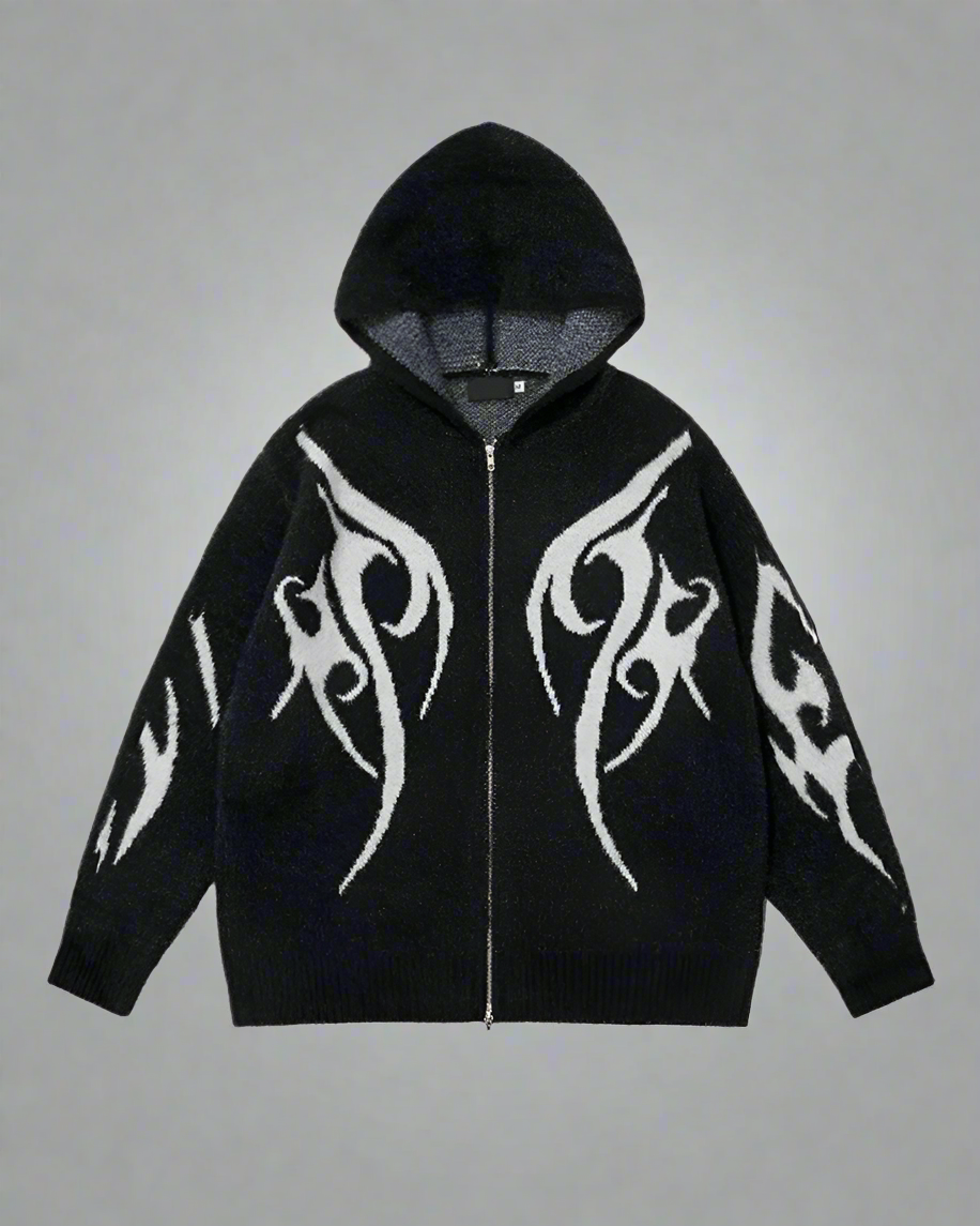 Sleek Black Hoodie Cardigan