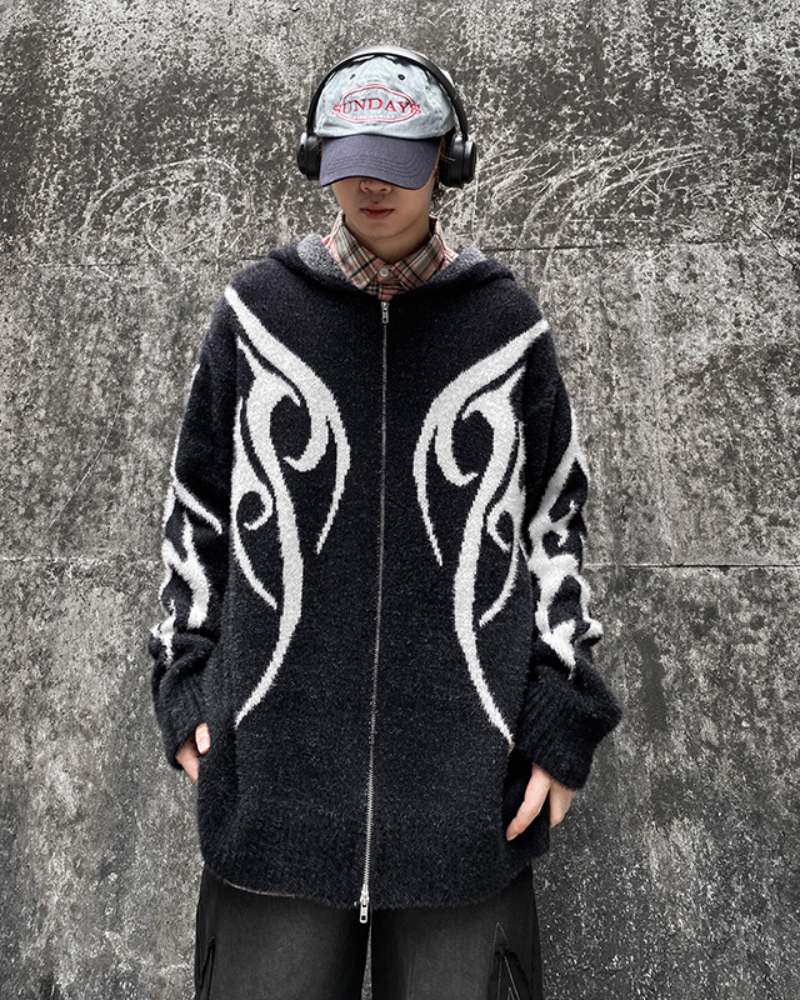 Sleek Black Hoodie Cardigan