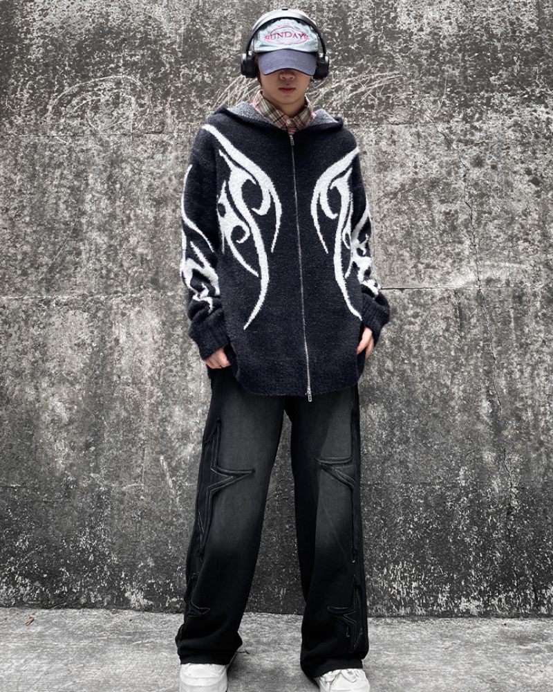 Sleek Black Hoodie Cardigan