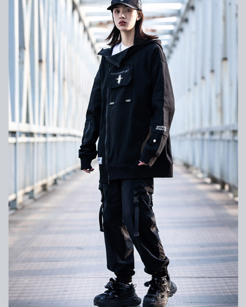Versatile Zip Techwear Hoodie