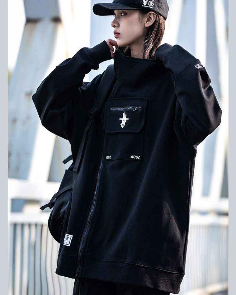 Versatile Zip Techwear Hoodie