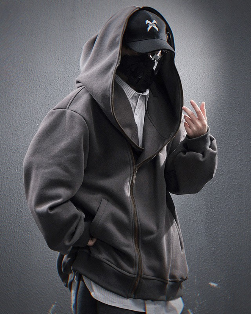 Stylish Diagonal Zip Hoodie