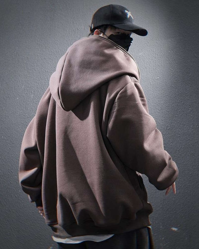 Stylish Diagonal Zip Hoodie