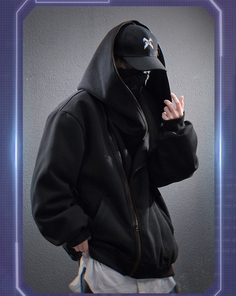 Stylish Diagonal Zip Hoodie