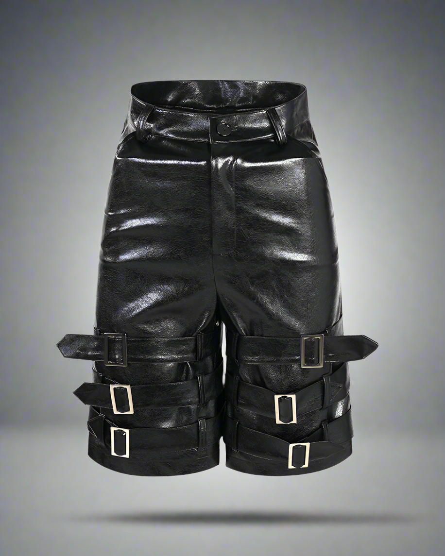Edgy Leather Tech Shorts
