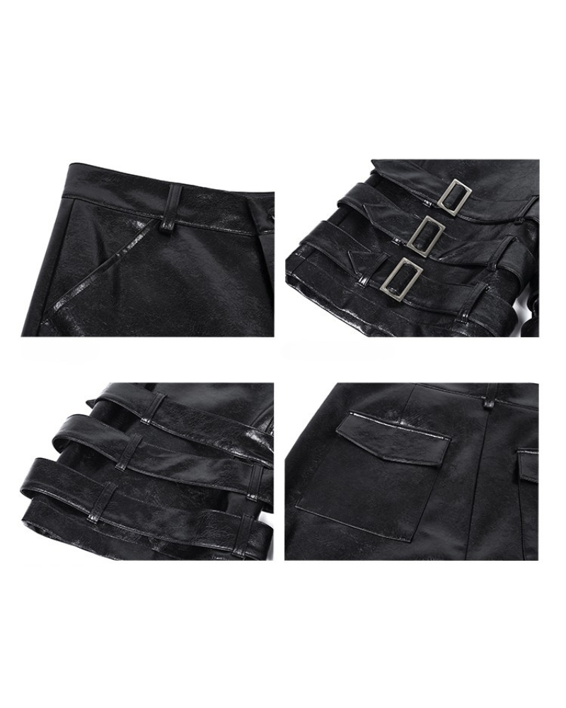 Edgy Leather Tech Shorts
