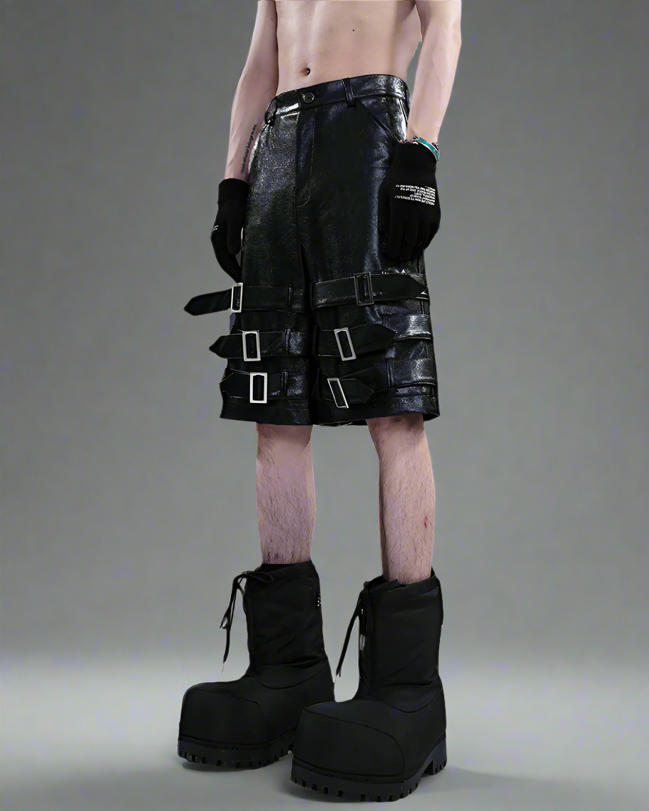 Edgy Leather Tech Shorts