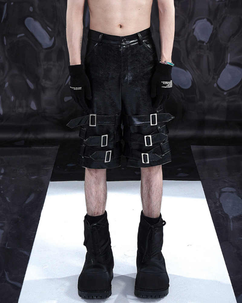 Edgy Leather Tech Shorts