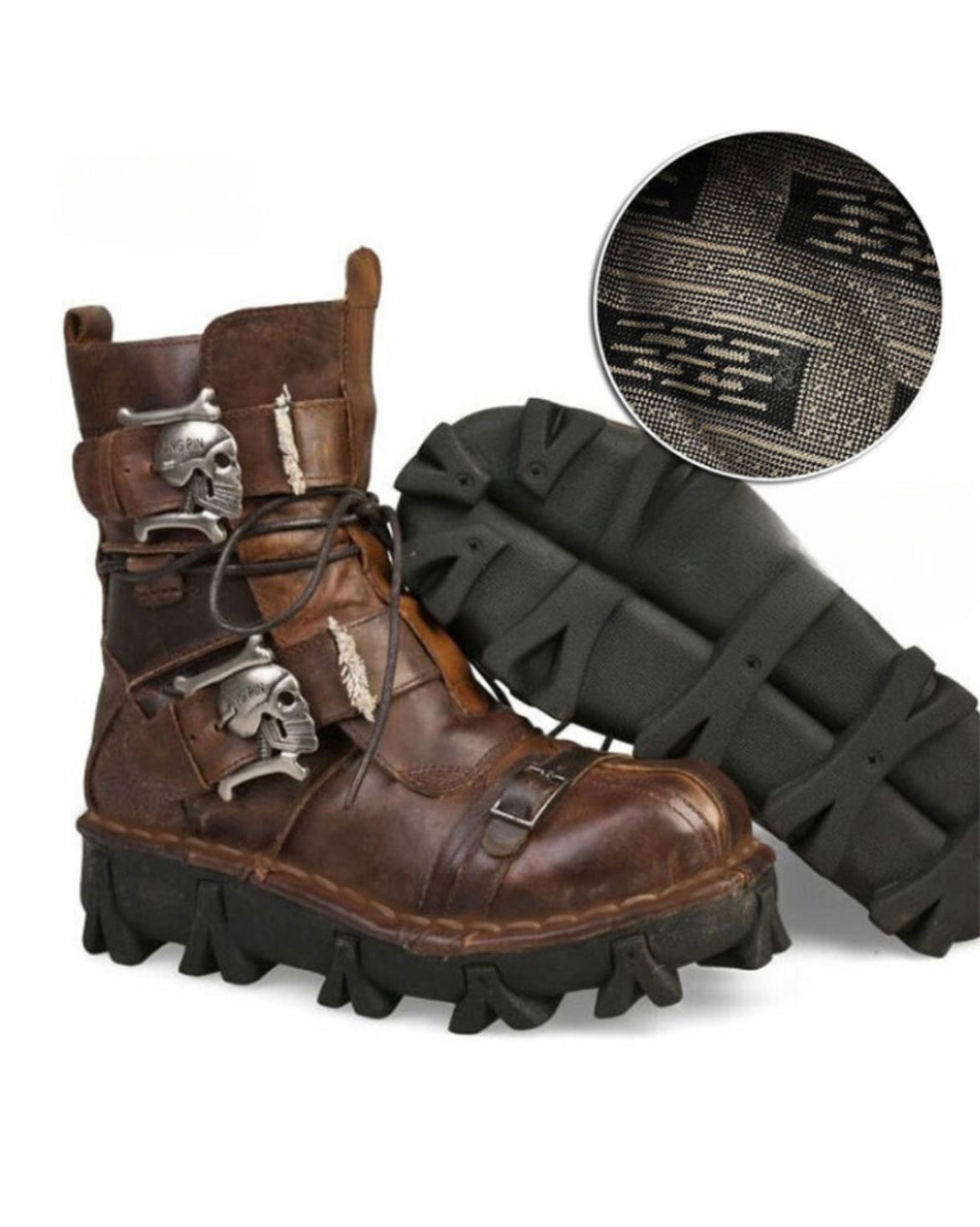 Bold Skull Biker Boots