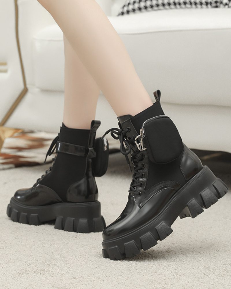 Versatile Leather Boots with Pockets